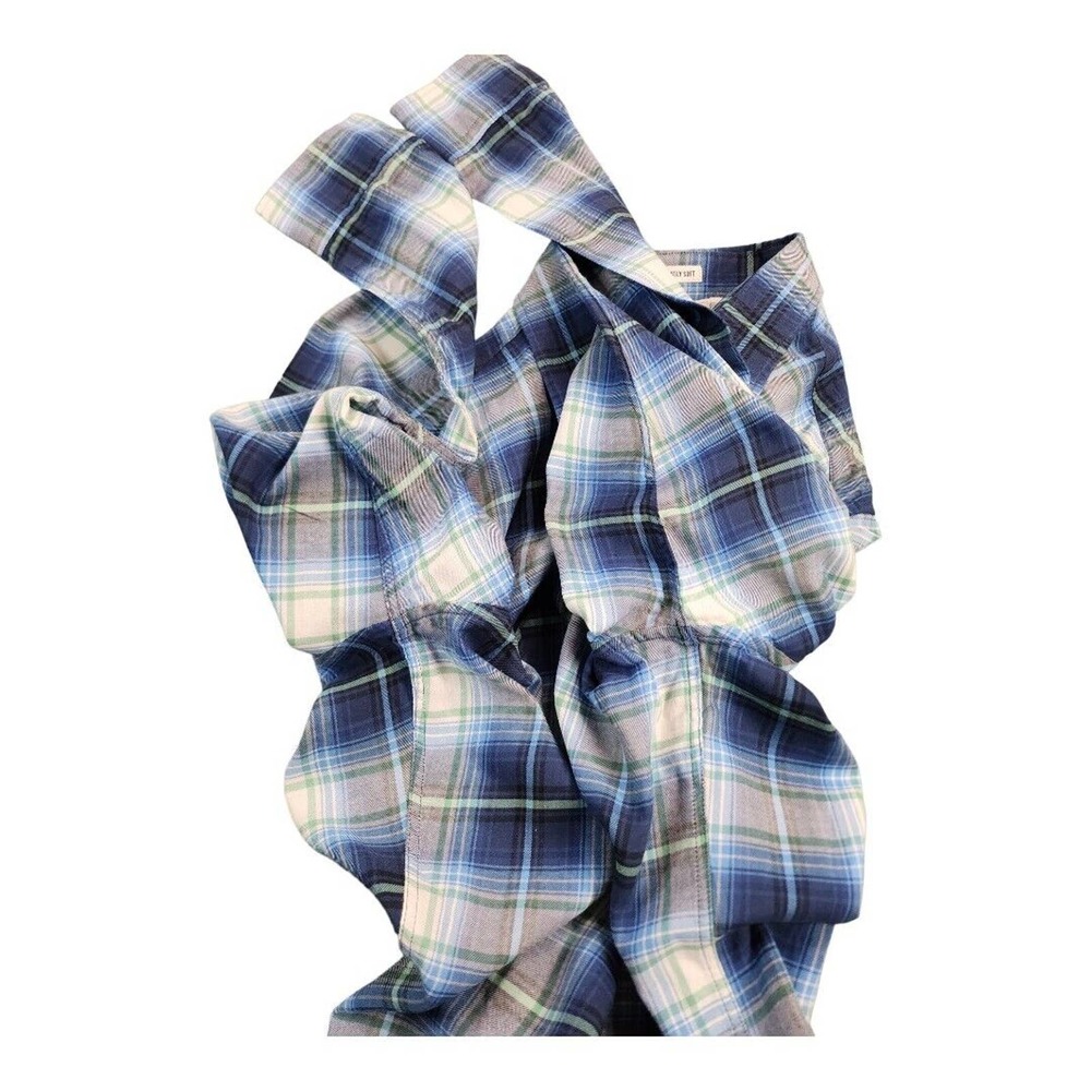 NWOT AMERICAN EAGLE Blue Green Plaid Long Sleeve Button-up Shirt Mens‎ Large - Picture 5 of 9